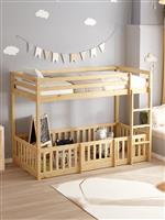 HomeMarkt Playkid Παιδικό Κρεβάτι Montessori Κουκέτα Μονό Μπεζ για Στρώμα 90x190cm HM703.01