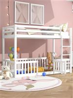 HomeMarkt Playkid Παιδικό Κρεβάτι Montessori Κουκέτα Μονό Λευκό για Στρώμα 90x190cm HM703.03