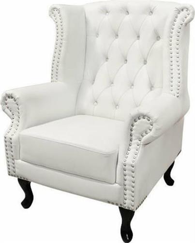 HomeMarkt Polina T. Chesterfield Μπερζέρα Λευκό Ματ PU 83x75x107cm HM0053.02