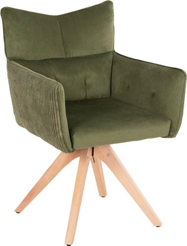 HomeMarkt Quill Πολυθρόνες Τραπεζαρίας με Υφασμάτινη Επένδυση Πράσινο Σετ 2τμχ 61x57.5x91cm HM9843.05