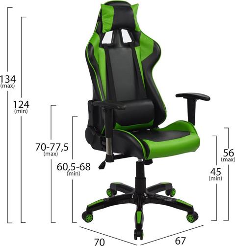 HomeMarkt Racing Gaming Μαύρο-Πράσινο PU 67x70x134cm HM1056.03