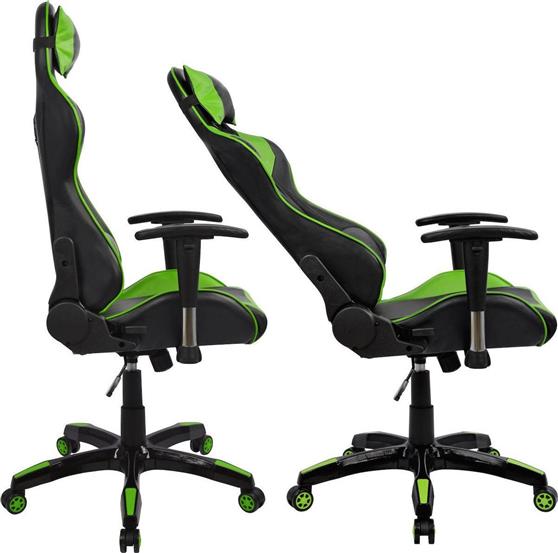 HomeMarkt Racing Gaming Μαύρο-Πράσινο PU 67x70x134cm HM1056.03