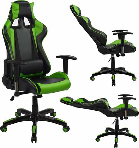 HomeMarkt Racing Gaming Μαύρο-Πράσινο PU 67x70x134cm HM1056.03