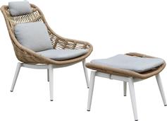 HomeMarkt Remvazzo Πολυθρόνα Εξωτερικού Χώρου Αλουμινίου Lounge Μπεζ με Μαξιλάρι 90x85x96cm HM6561.02