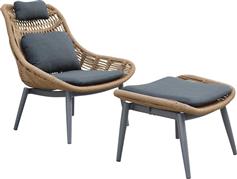 HomeMarkt Remvazzo Πολυθρόνα Εξωτερικού Χώρου Αλουμινίου Lounge Γκρι με Μαξιλάρι 90x85x96cm HM6561.01