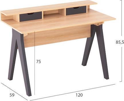 HomeMarkt Rexin Γραφείο Ξύλινο Sonama-Γκρι 120x59x85.5cm HM18290