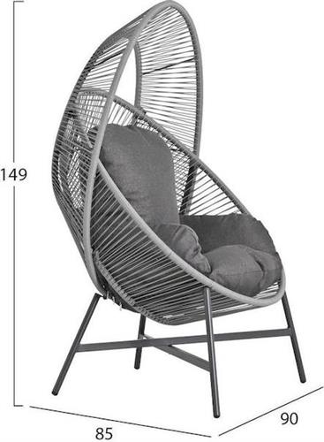 HomeMarkt Ruler Πολυθρόνα Εξωτερικού Χώρου Rattan Γκρι με Μαξιλάρια 90x85x154cm HM6506.01