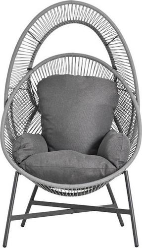 HomeMarkt Ruler Πολυθρόνα Εξωτερικού Χώρου Rattan Γκρι με Μαξιλάρια 90x85x154cm HM6506.01