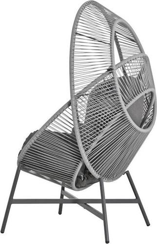 HomeMarkt Ruler Πολυθρόνα Εξωτερικού Χώρου Rattan Γκρι με Μαξιλάρια 90x85x154cm HM6506.01