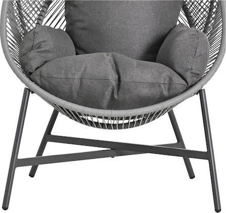 HomeMarkt Ruler Πολυθρόνα Εξωτερικού Χώρου Rattan Γκρι με Μαξιλάρια 90x85x154cm HM6506.01