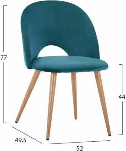 HomeMarkt Sadie Μεταλλική Βελουτέ Τιρκουάζ 52x49.5x77cm HM8544.09