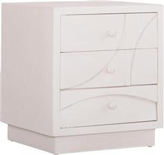 HomeMarkt Santorini Κομοδίνο Ξύλινο Υπόλευκο 48x38x55.5cm HM18047