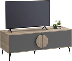 HomeMarkt Savore Έπιπλο Τηλεόρασης από Μέταλλο & Ξύλο Sonama-Γκρι Μ140xΠ35.5xΥ51cm HM18369.13