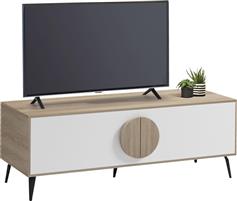 HomeMarkt Savore Έπιπλο Τηλεόρασης από Μέταλλο & Ξύλο Sonama-Λευκό Μ140xΠ35.5xΥ51cm HM18369.11
