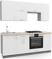 HomeMarkt Σετ Ντουλάπια Κουζίνας Κρεμαστά & Δαπέδου Λευκό 200x47x84.8cm HM2470.02