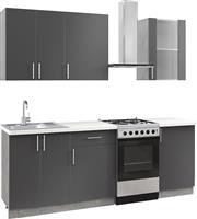 HomeMarkt Σετ Ντουλάπια Κουζίνας Κρεμαστά & Δαπέδου με Πάγκο Εργασίας 160x47x84.8cm Γκρι Ανθρακί-Λευκό HM2468.01