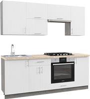 HomeMarkt Σετ Ντουλάπια Κουζίνας Κρεμαστά & Δαπέδου με Πάγκο Εργασίας 160x47x84.8cm Λευκό-Μπεζ HM2470.01
