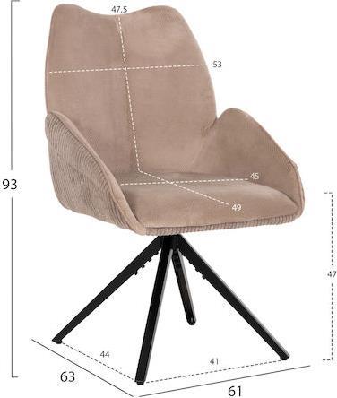 HomeMarkt Shai Πολυθρόνες Τραπεζαρίας Υφασμάτινες Μπεζ Σετ 2τμχ 61x63x93cm HM9844.04