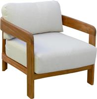 HomeMarkt Solara Πολυθρόνα Εξωτερικού Χώρου Ξύλινη Lounge Φυσικό με Μαξιλάρι 75x70x75cm HM6513
