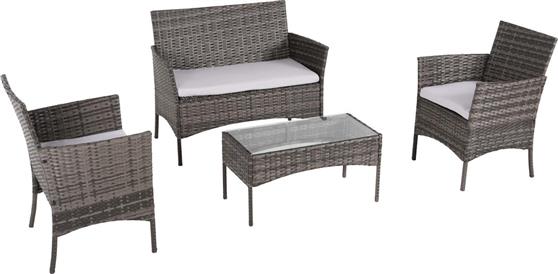 HomeMarkt Stasia Σετ Σαλονιού Εξωτερικού Χώρου με Μαξιλάρια Γκρι-Μπεζ 4τμχ HM6089.02