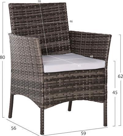 HomeMarkt Stasia Σετ Σαλονιού Εξωτερικού Χώρου με Μαξιλάρια Γκρι-Μπεζ 4τμχ HM6089.02