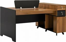HomeMarkt Supreme Επαγγελματικός Σταθμός Εργασίας 2 Ατόμων Καρυδί-Μαύρο 154x120x89cm HM2374