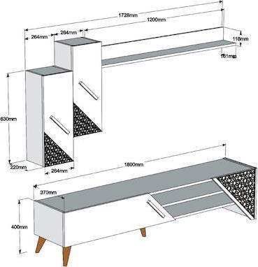 HomeMarkt Σύνθετο Σαλονιού Μ180xΒ37xΥ40cm HM9514.01