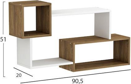 HomeMarkt Tanner Ράφι Τοίχου Μελαμίνη σε Φυσικό-Λευκό 90.5x20x51cm HM8948.11