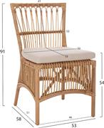 HomeMarkt Thalin Πολυθρόνα Εξωτερικού Χώρου Rattan Φυσικό-Λευκό με Μαξιλάρι 53x58x91cm HM9834