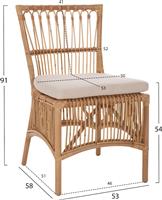 HomeMarkt Thalin Πολυθρόνα Εξωτερικού Χώρου Rattan Φυσικό-Λευκό με Μαξιλάρι 53x58x91cm HM9834