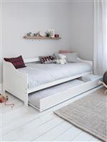 HomeMarkt Traddy Καναπές Κρεβάτι Μονό από Μασίφ Ξύλο Λευκό με Τάβλες για Στρώμα 90x190cm HM704.03