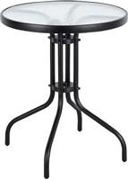HomeMarkt Τραπέζι για Μικρούς Εξωτερικούς Χώρους Μεταλλικό με Γυάλινη Επιφάνεια Lima Μαύρο 60x60x70cm HM5079.03