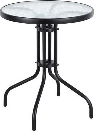HomeMarkt Τραπέζι για Μικρούς Εξωτερικούς Χώρους Μεταλλικό με Γυάλινη Επιφάνεια Lima Μαύρο 60x60x70cm HM5079.03