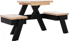 HomeMarkt Τραπέζι με Καθίσματα Ξύλινο Φυσικό-Μαύρο 152x60x78cm HM11647