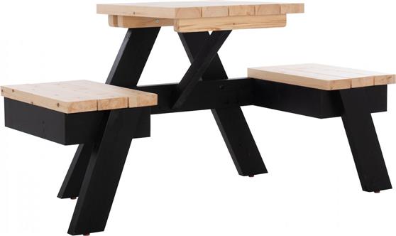 HomeMarkt Τραπέζι με Καθίσματα Ξύλινο Φυσικό-Μαύρο 152x60x78cm HM11647