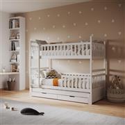 HomeMarkt Triplon Παιδικό Κρεβάτι Κουκέτα Μονό με Συρόμενο Κρεβάτι Λευκό για Στρώμα 90x190cm HM709.03