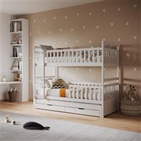 HomeMarkt Triplon Παιδικό Κρεβάτι Κουκέτα Μονό με Συρόμενο Κρεβάτι Λευκό για Στρώμα 90x190cm HM709.03