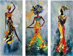 HomeMarkt Τρίπτυχος Πίνακας MDF African Girl in Colorful Dress 60x0.3x50cm HM7204.02
