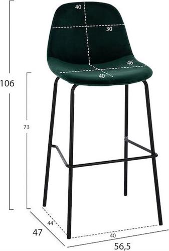 HomeMarkt Vincent Μεταλλικό Βελούδο Κυπαρισσί Σετ 4 Τεμαxίων 56.5x47x106cm HM8579.13