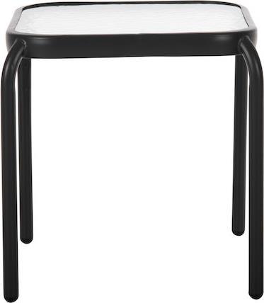 HomeMarkt Βοηθητικό Τραπέζι για Μικρούς Εξωτερικούς Χώρους Μεταλλικό με Γυάλινη Επιφάνεια Ανθρακι 41x41x43cm HM5975.01