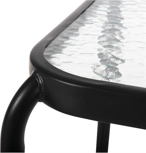 HomeMarkt Βοηθητικό Τραπέζι για Μικρούς Εξωτερικούς Χώρους Μεταλλικό με Γυάλινη Επιφάνεια Ανθρακι 41x41x43cm HM5975.01