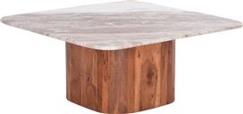 HomeMarkt Volti Τετράγωνο Τραπεζάκι Σαλονιού από Μασίφ Ξύλο Γκρι Μ80.5xΠ80.5xΥ37cm HM18001