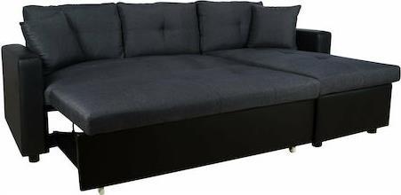 HomeMarkt Wayne Γωνιακός Καναπές Κρεβάτι με Αναστρέψιμη Γωνία & Αποθηκευτικό Χώρο Μαύρος 220x146cm HM3028.01