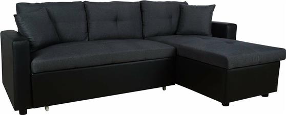 HomeMarkt Wayne Γωνιακός Καναπές Κρεβάτι με Αναστρέψιμη Γωνία & Αποθηκευτικό Χώρο Μαύρος 220x146cm HM3028.01