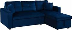 HomeMarkt Wayne Γωνιακός Καναπές Κρεβάτι με Αναστρέψιμη Γωνία Βελούδινος & Αποθηκευτικό Χώρο Μπλε 224x147cm HM3028.18