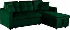 HomeMarkt Wayne Γωνιακός Καναπές Κρεβάτι με Αναστρέψιμη Γωνία Βελούδινος & Αποθηκευτικό Χώρο Πράσινος 224x147cm HM3028.13