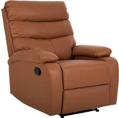 HomeMarkt Yasumu Πολυθρόνα Relax με Υποπόδιο από Δερματίνη Καφέ 80x93x100cm HM9783.12