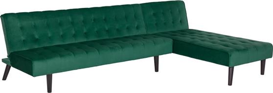 HomeMarkt Zelda Γωνιακός Καναπές Κρεβάτι με Αναστρέψιμη Γωνία Βελούδινος Πράσινος 254x163cm HM3154.13