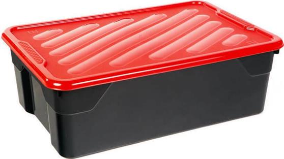 Homeplast Nak Πλαστικό Κουτί Αποθήκευσης Μαύρο με Καπάκι Κόκκινο 60x40x19cm