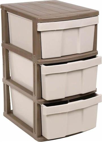 Homeplast Τάρα Συρταριέρα Πλαστική Μπεζ 3 Θέσεων 40x50x77cm